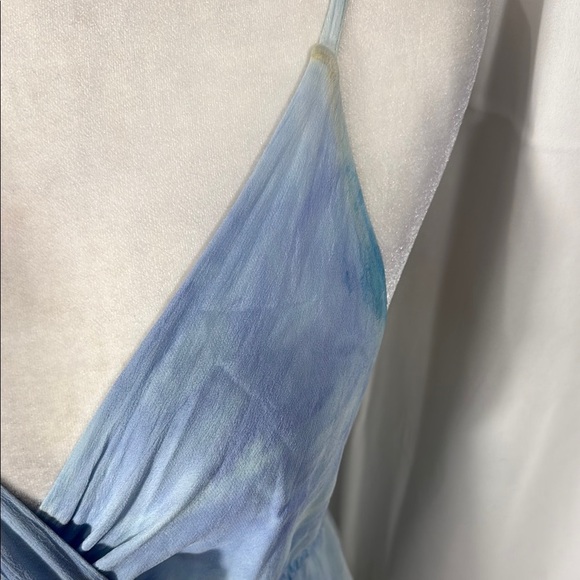 Gypsy 05 Ombre Satin Maxi Dress Blue Silver L - Picture 6 of 9